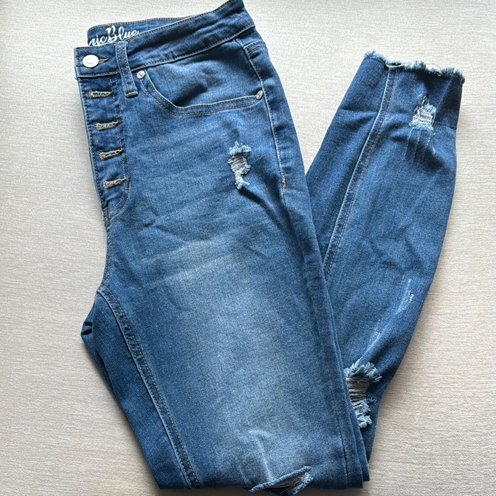 Blue Ripped Skinny Jeans